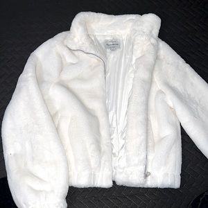 White faux fur jacket
